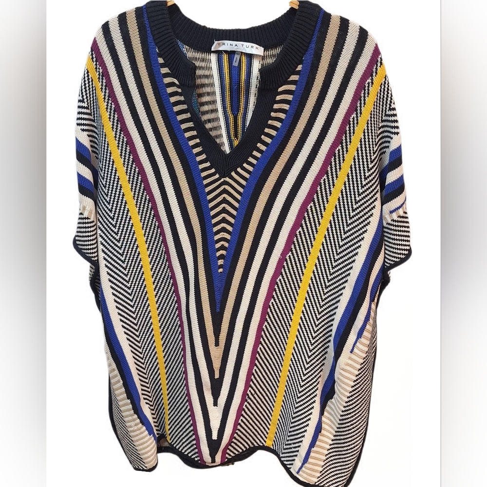 Trina Turk Tyla Poncho Sweater indie, Boho, Eclectic Grandpa